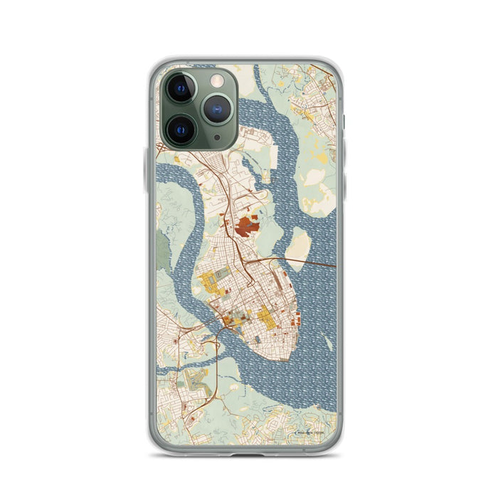 Custom Charleston South Carolina Map Phone Case in Woodblock