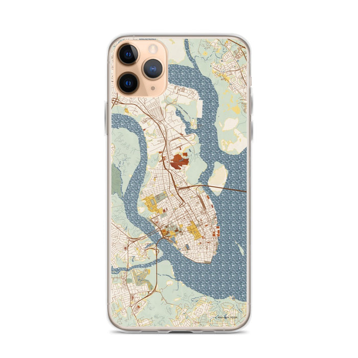 Custom Charleston South Carolina Map Phone Case in Woodblock