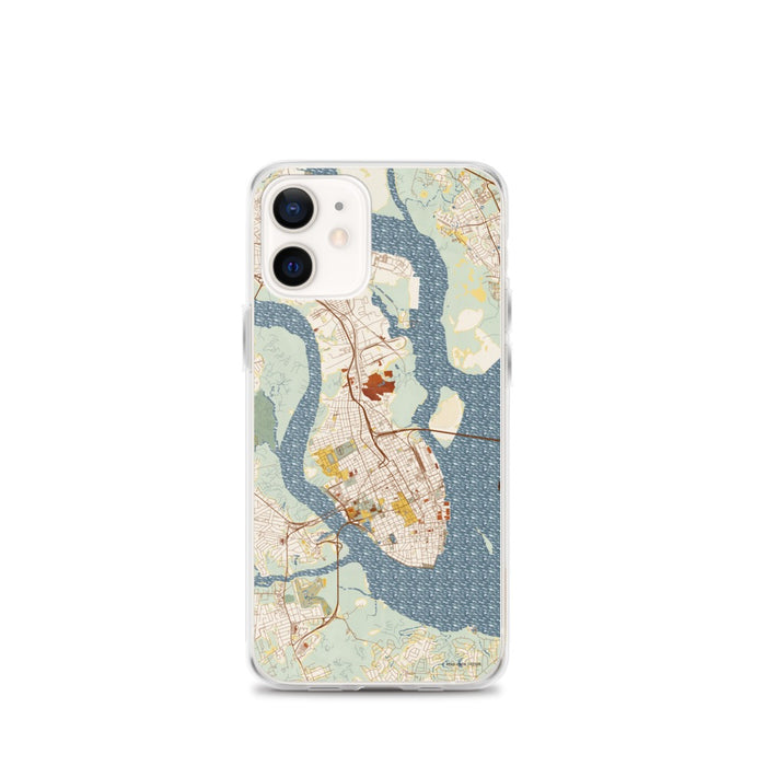 Custom Charleston South Carolina Map iPhone 12 mini Phone Case in Woodblock