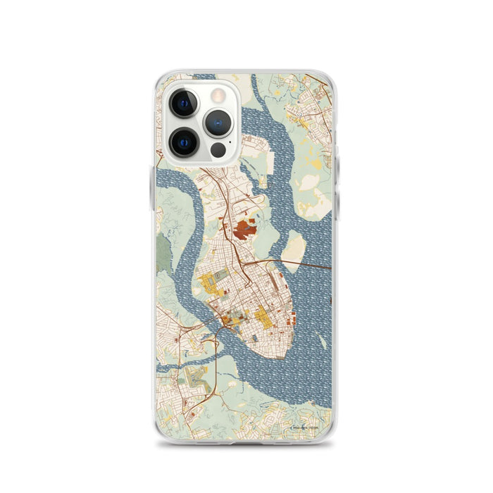 Custom Charleston South Carolina Map iPhone 12 Pro Phone Case in Woodblock