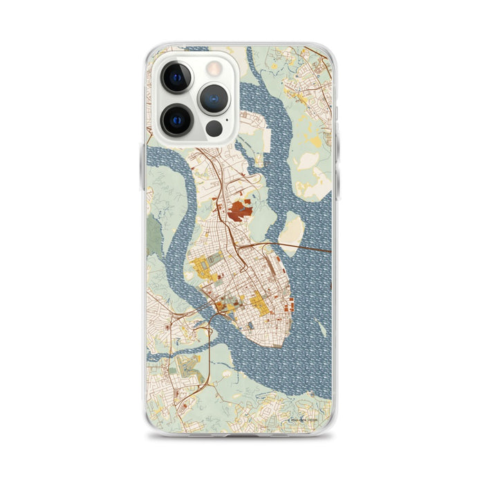 Custom Charleston South Carolina Map iPhone 12 Pro Max Phone Case in Woodblock