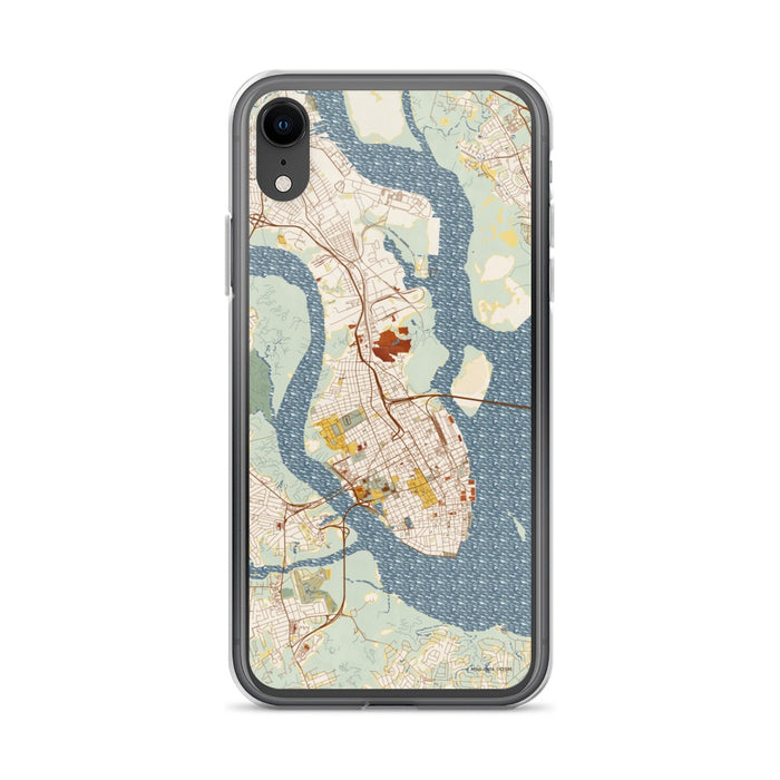 Custom Charleston South Carolina Map Phone Case in Woodblock