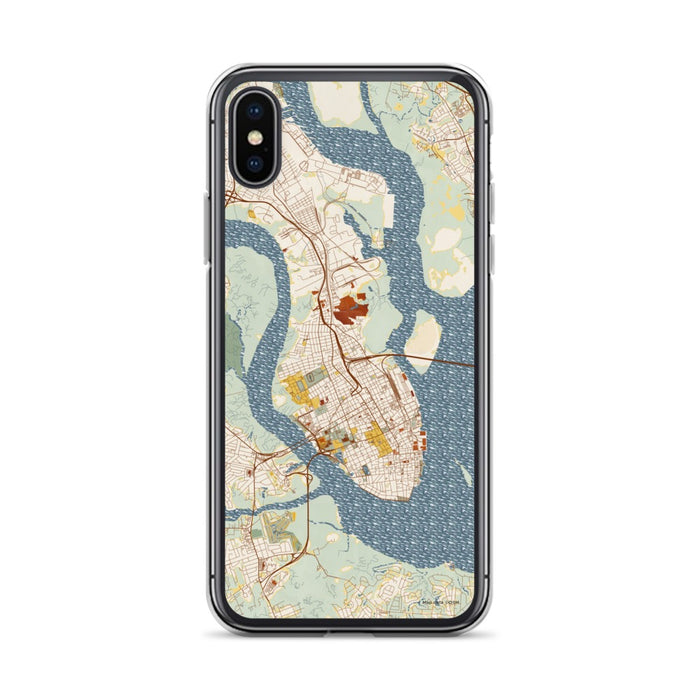 Custom Charleston South Carolina Map Phone Case in Woodblock