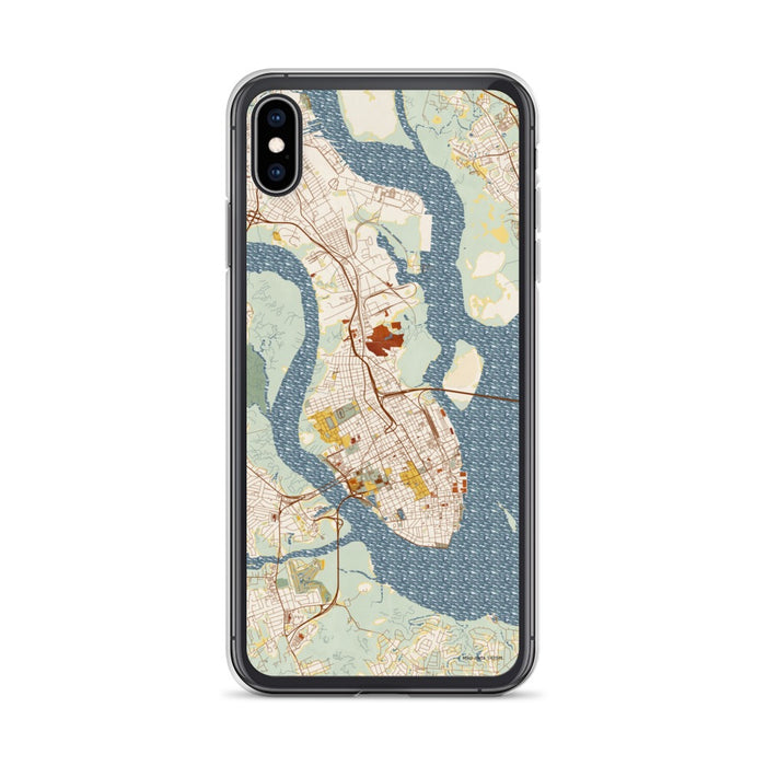 Custom Charleston South Carolina Map Phone Case in Woodblock