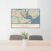 24x36 Charleston South Carolina Map Print Landscape Orientation in Woodblock Style Behind 2 Chairs Table and Potted Plant