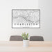24x36 Charleston West Virginia Map Print Lanscape Orientation in Classic Style Behind 2 Chairs Table and Potted Plant