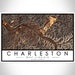Charleston West Virginia Map Print Landscape Orientation in Ember Style With Shaded Background