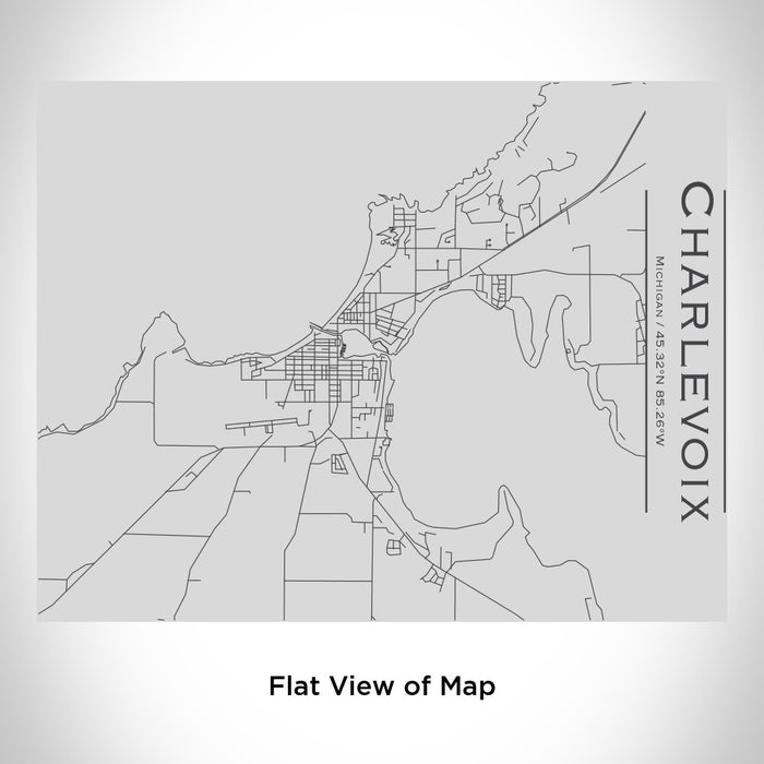 Rendered View of Charlevoix Michigan Map Engraving on 20oz Stainless Steel Insulated Bottle with Bamboo Top