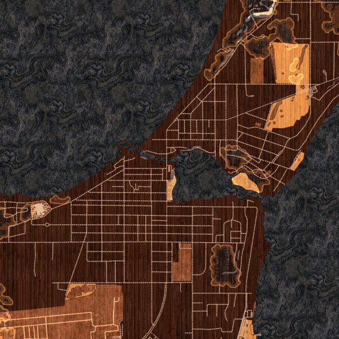Charlevoix Michigan Map Print in Ember Style Zoomed In Close Up Showing Details