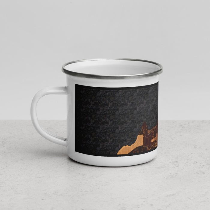 Left View Custom Charlevoix Michigan Map Enamel Mug in Ember