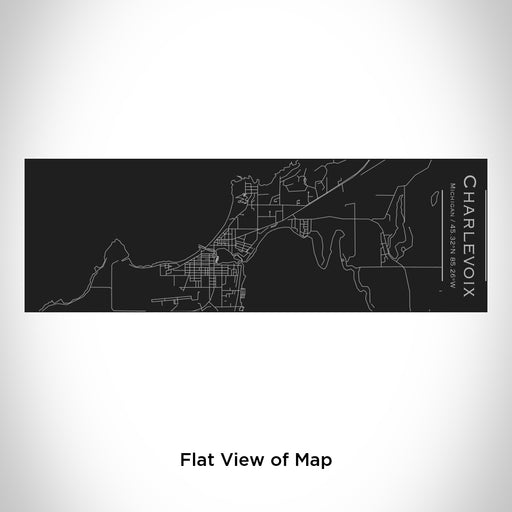 Rendered View of Charlevoix Michigan Map Engraving on 10oz Stainless Steel Insulated Cup with Sliding Lid in Black