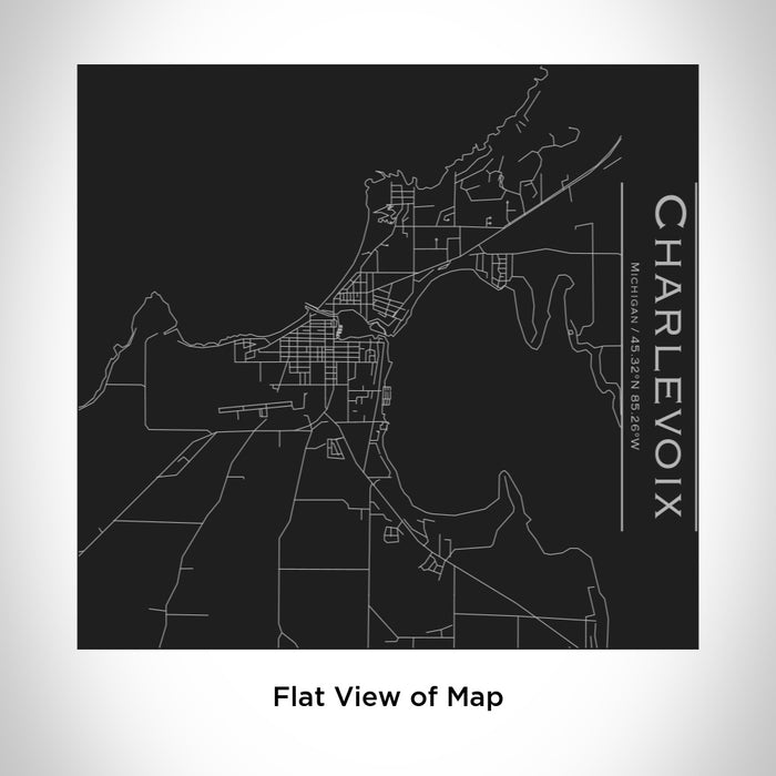 Rendered View of Charlevoix Michigan Map Engraving on 17oz Stainless Steel Insulated Tumbler in Black