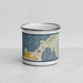 Front View Custom Charlevoix Michigan Map Enamel Mug in Woodblock