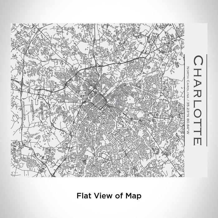 Rendered View of Charlotte North Carolina Map Engraving on 20oz Stainless Steel Insulated Bottle with Bamboo Top in White