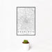 12x18 Charlotte North Carolina Map Print Portrait Orientation in Classic Style With Small Cactus Plant in White Planter