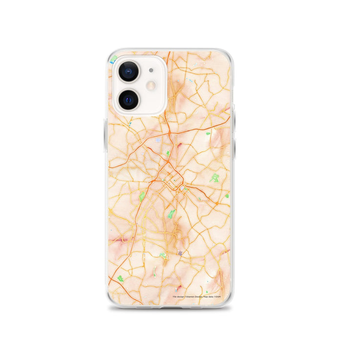 Custom Charlotte North Carolina Map iPhone 12 Phone Case in Watercolor