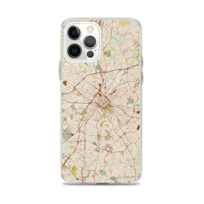 Custom Charlotte North Carolina Map iPhone 12 Pro Max Phone Case in Woodblock