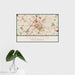 16x24 Charlotte North Carolina Map Print Landscape Orientation in Woodblock Style With Tropical Plant Leaves in Water