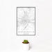 12x18 Charlottesville Virginia Map Print Portrait Orientation in Classic Style With Small Cactus Plant in White Planter