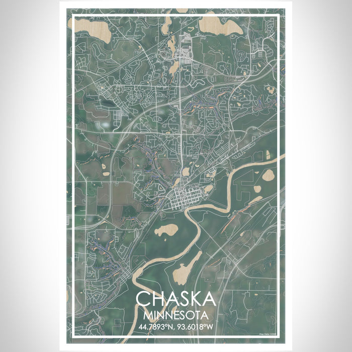 Chaska Minnesota Map Print Portrait Orientation in Afternoon Style With Shaded Background
