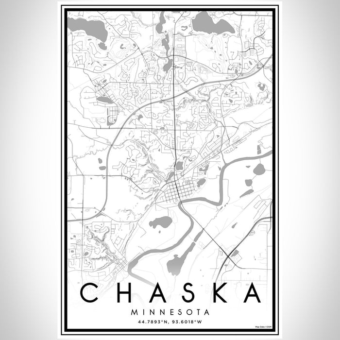 Chaska Minnesota Map Print Portrait Orientation in Classic Style With Shaded Background