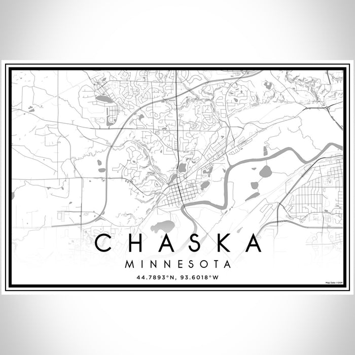 Chaska Minnesota Map Print Landscape Orientation in Classic Style With Shaded Background