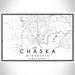 Chaska Minnesota Map Print Landscape Orientation in Classic Style With Shaded Background