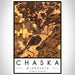 Chaska Minnesota Map Print Portrait Orientation in Ember Style With Shaded Background