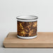 Front View Custom Chaska Minnesota Map Enamel Mug in Ember on Cutting Board