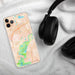 Custom Chaska Minnesota Map Phone Case in Watercolor on Table with Black Headphones