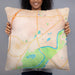 Person holding 22x22 Custom Chaska Minnesota Map Throw Pillow in Watercolor