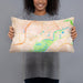 Person holding 20x12 Custom Chaska Minnesota Map Throw Pillow in Watercolor