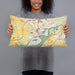 Person holding 20x12 Custom Chaska Minnesota Map Throw Pillow in Woodblock