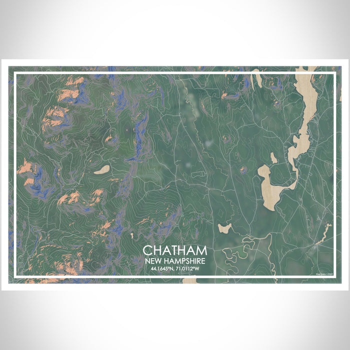 Chatham New Hampshire Map Print Landscape Orientation in Afternoon Style With Shaded Background