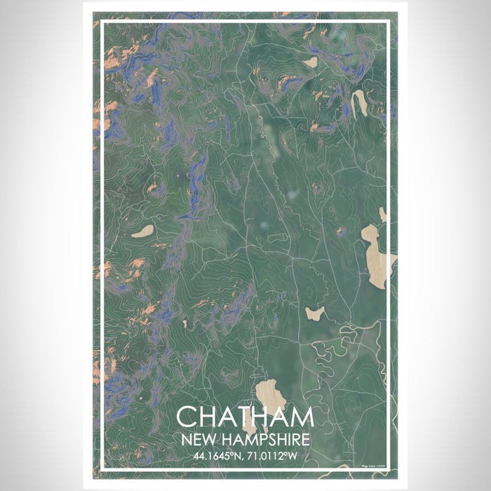 Chatham New Hampshire Map Print Portrait Orientation in Afternoon Style With Shaded Background