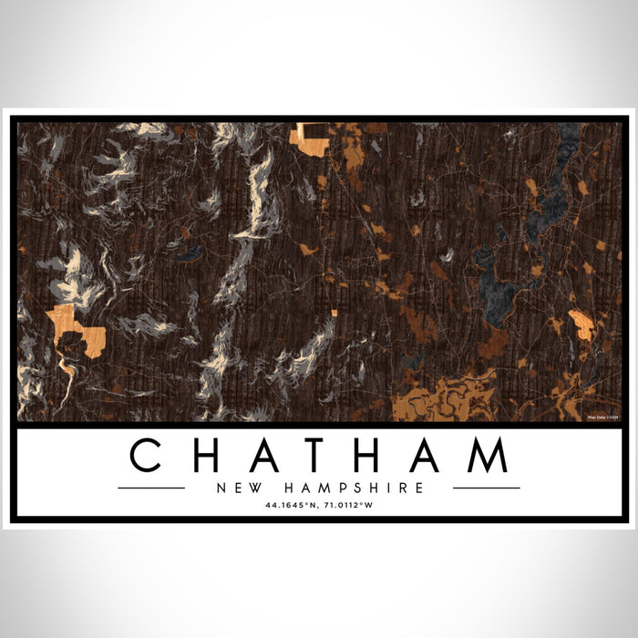 Chatham New Hampshire Map Print Landscape Orientation in Ember Style With Shaded Background