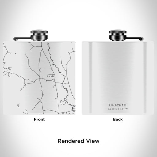 Rendered View of Chatham New Hampshire Map Engraving on 6oz Stainless Steel Flask in White