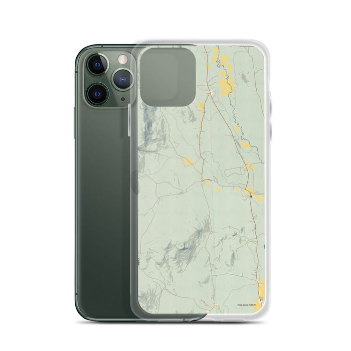 Custom Chatham New Hampshire Map Phone Case in Woodblock on Table with Laptop and Plant