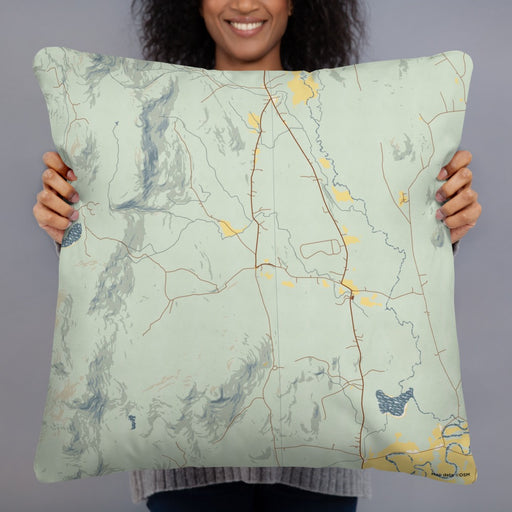 Person holding 22x22 Custom Chatham New Hampshire Map Throw Pillow in Woodblock
