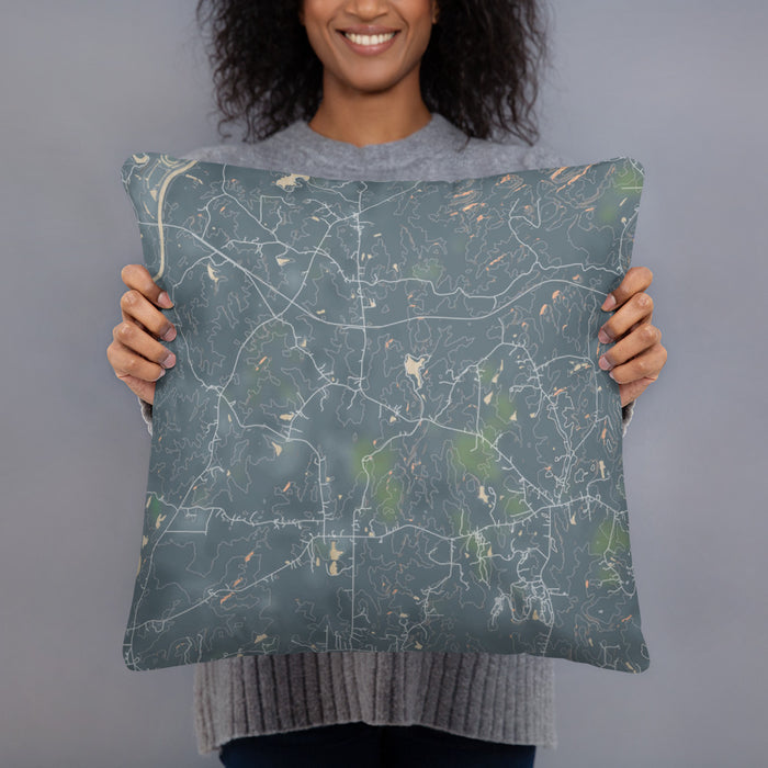 Person holding 18x18 Custom Chattahoochee Hills Georgia Map Throw Pillow in Afternoon