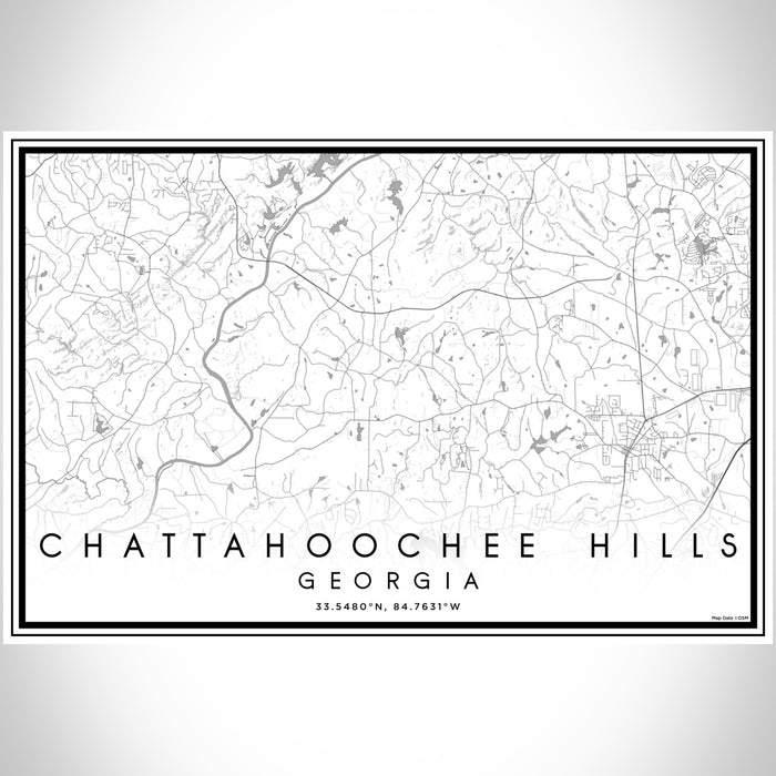 Chattahoochee Hills Georgia Map Print Landscape Orientation in Classic Style With Shaded Background