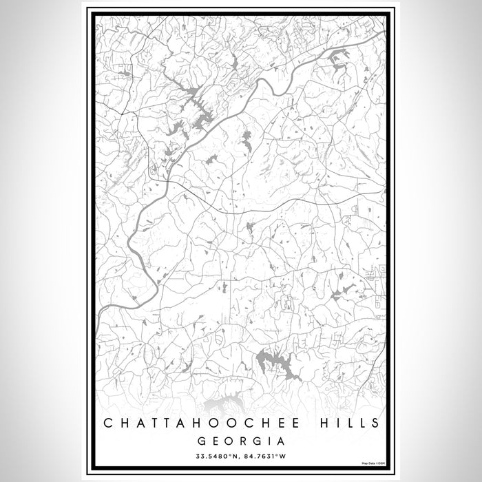 Chattahoochee Hills Georgia Map Print Portrait Orientation in Classic Style With Shaded Background