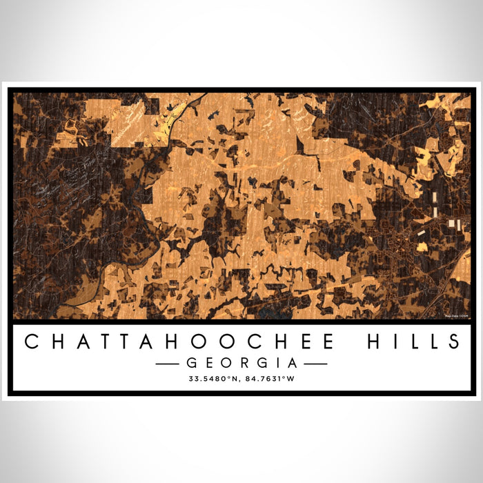 Chattahoochee Hills Georgia Map Print Landscape Orientation in Ember Style With Shaded Background
