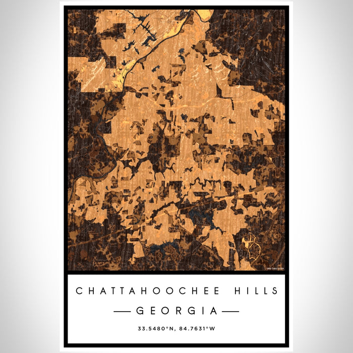 Chattahoochee Hills Georgia Map Print Portrait Orientation in Ember Style With Shaded Background