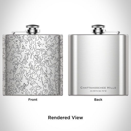 Rendered View of Chattahoochee Hills Georgia Map Engraving on 6oz Stainless Steel Flask