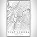 Chattanooga Tennessee Map Print Portrait Orientation in Classic Style With Shaded Background