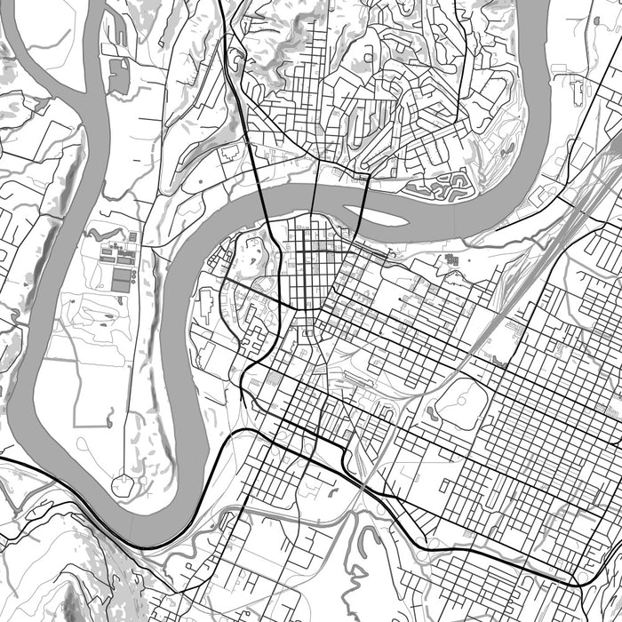 Chattanooga Tennessee Map Print in Classic Style Zoomed In Close Up Showing Details