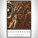 Chattanooga Tennessee Map Print Portrait Orientation in Ember Style With Shaded Background