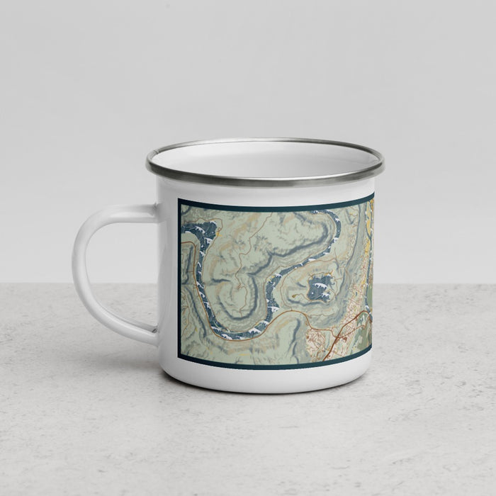 Left View Custom Chattanooga Tennessee Map Enamel Mug in Woodblock