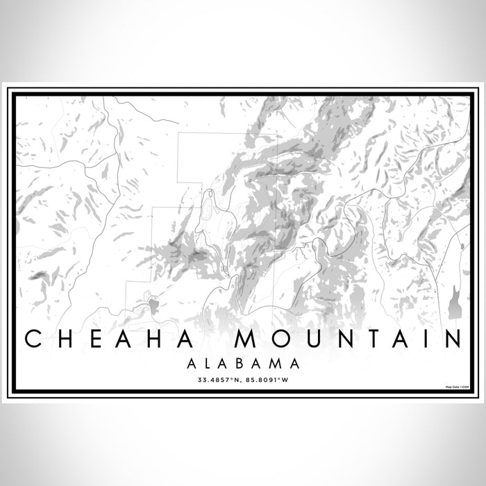 Cheaha Mountain Alabama Map Print Landscape Orientation in Classic Style With Shaded Background